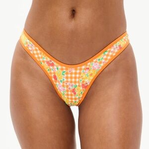 Frankie’s Bikini Full Moon Micro Bikini Bottom Size S Marigold Gingham Summer